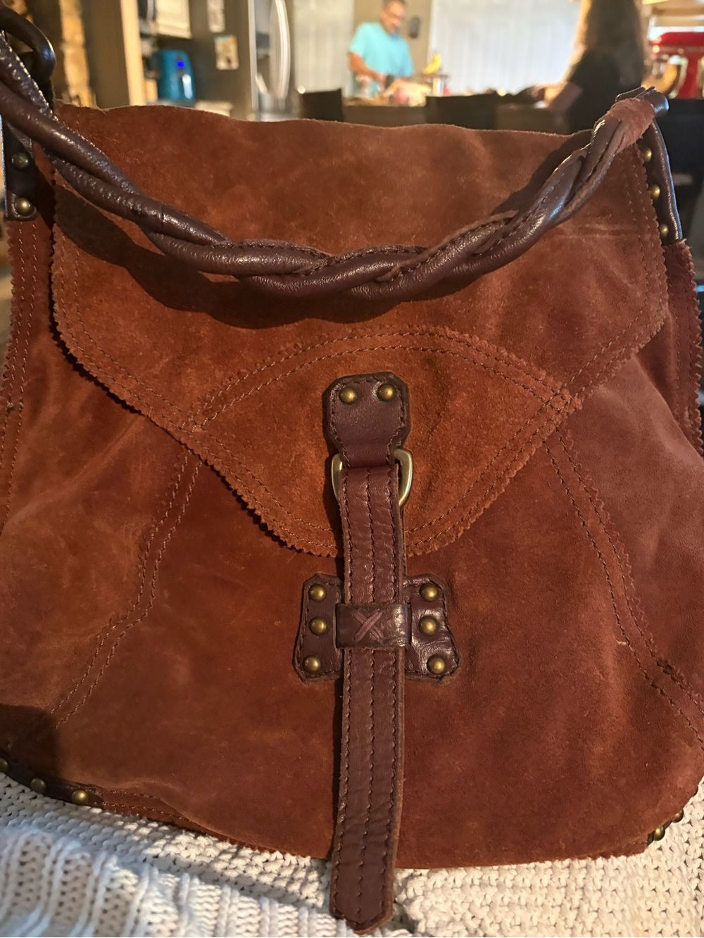 RARE Y2K Suede Lucky Brand Studded Saddle Bag -